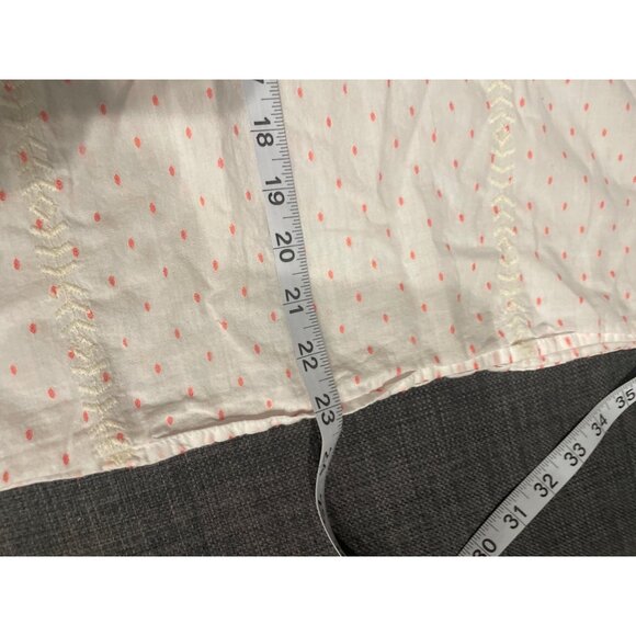 J. Crew Womens White Coral Polka Dot Peasant Blouse Embroidered Details Size L - Picture 11 of 11